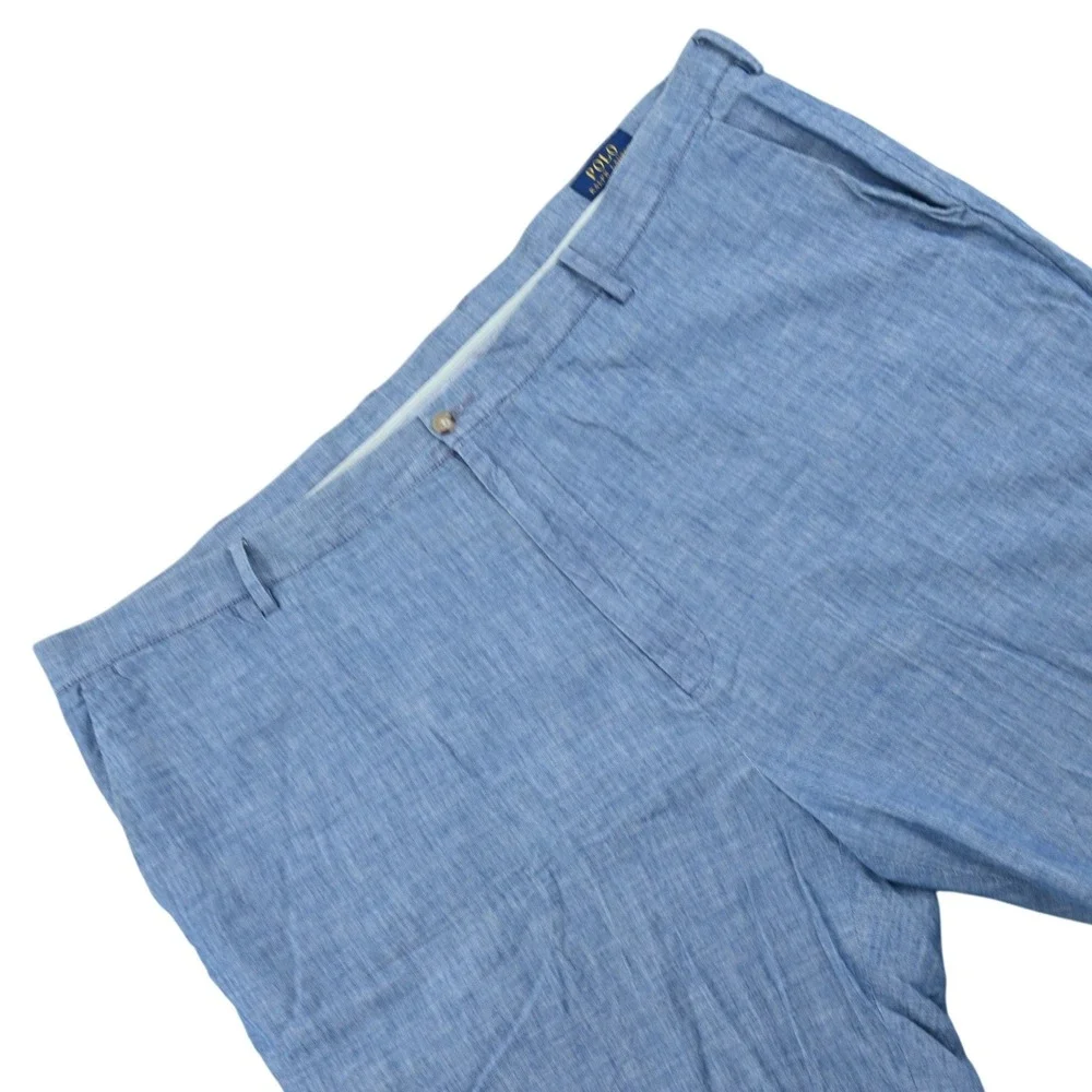Polo Ralph Lauren Men 48 Classic Fit Blue Chambray Chino Shorts Quiet Luxury